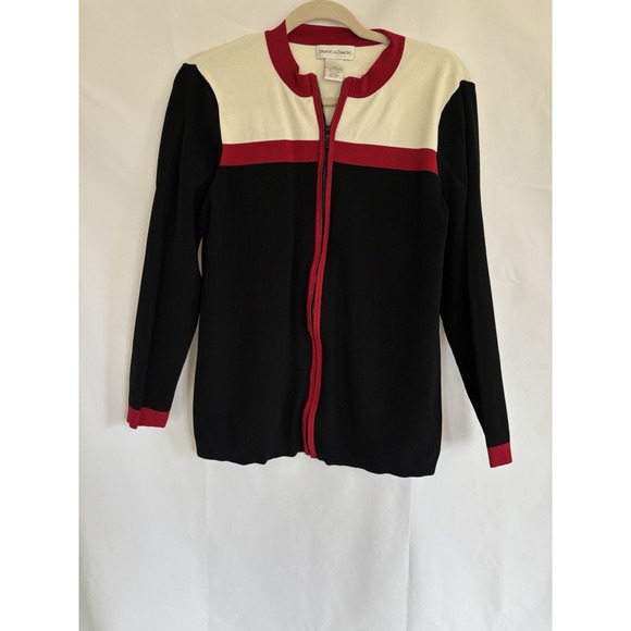 Draper'S & Damon'S Tops - DRAPERS & DAMONS Women's Size Medium- Black Red Ivory-Full Zip Top